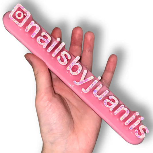 💅 Custom Instagram Handle Sign Nameplates  – Pink Gloss & Iridescent Edition