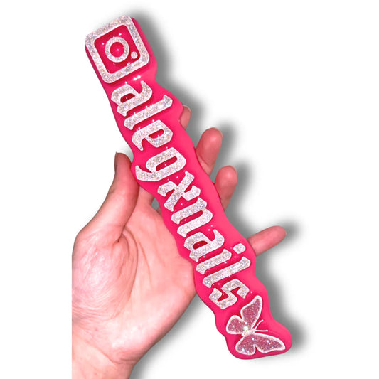 Pink nameplate with Hot Pink letters #24