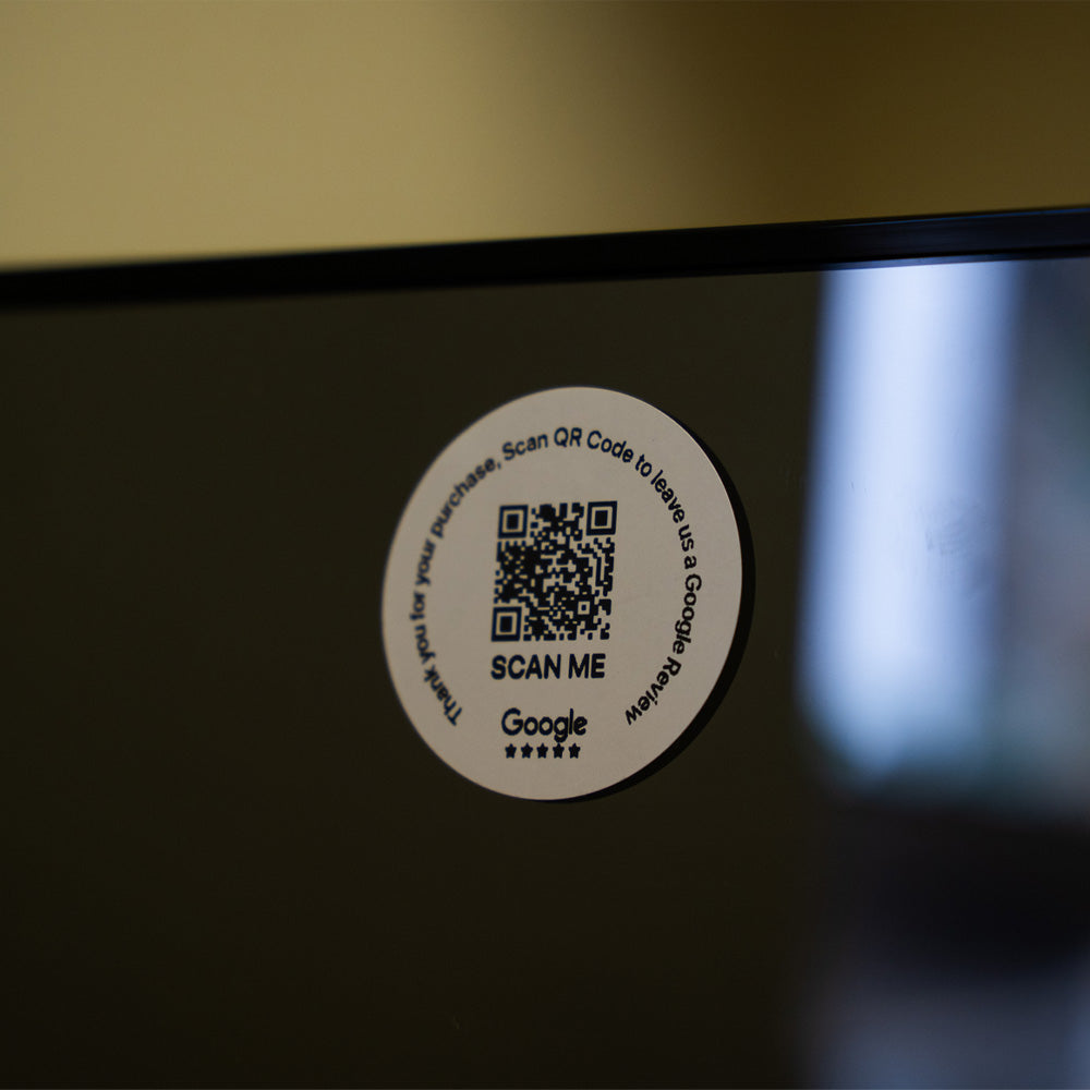 E-commerce Shipping Box Google Review Sticker White | QR Code | 100 x 50mm stickers