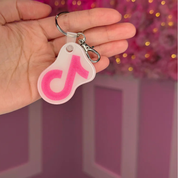 🎵 TikTok NFC Keychain – Pink Glitter Edition | Free EU Shipping