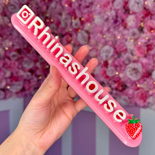 🍓 Custom Instagram Name Sign – Rhinashouse Strawberry Edition