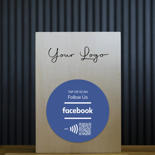 A5 Wood Box Table Talker | Facebook NFC Tag