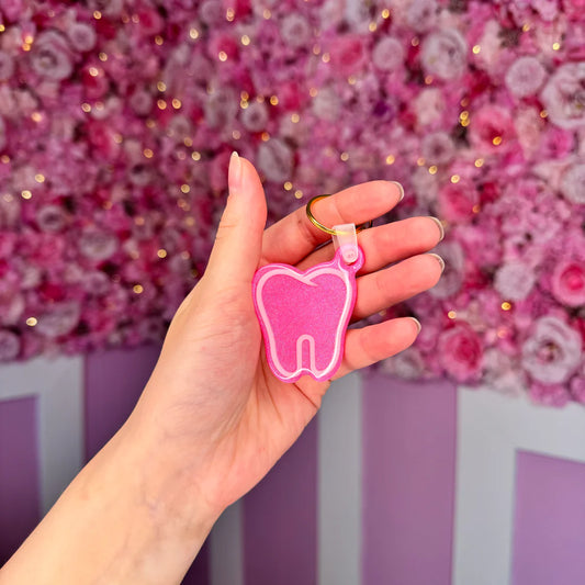 🦷 Pink Tooth Keychain with NFC – Stylish &amp; Smart Accessory