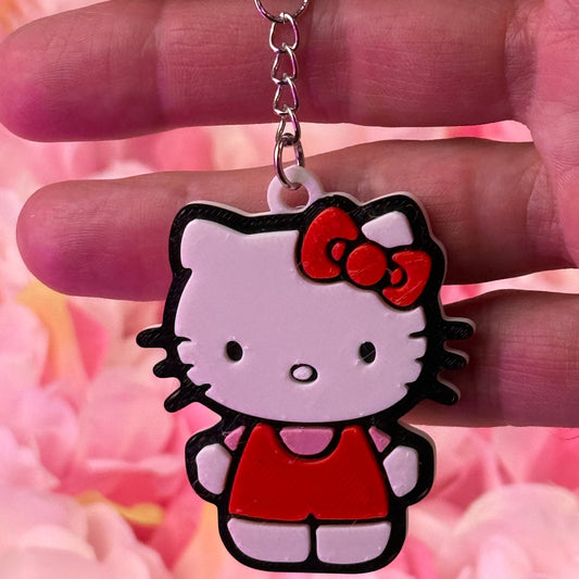 🎀 Hello Kitty-Inspired Keychain – Red Outfit Edition (Eco-Friendly PLA)