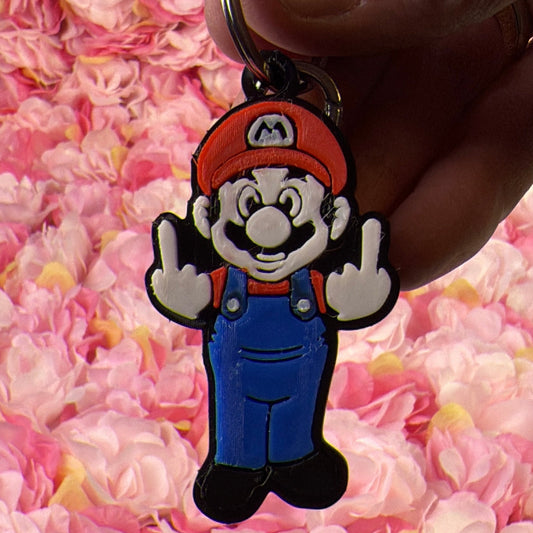 🍄 “Middle Finger Mario” Keychain – 3D Printed Attitude