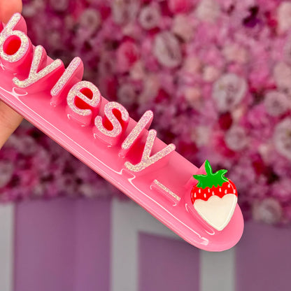 🍓 Custom Nameplate – Strawberry Pink Edition