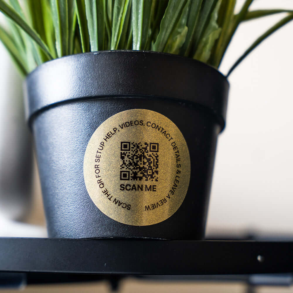 E-commerce Shipping Box Google Review Sticker Transparent Gold | QR Code | 100 x 50mm stickers