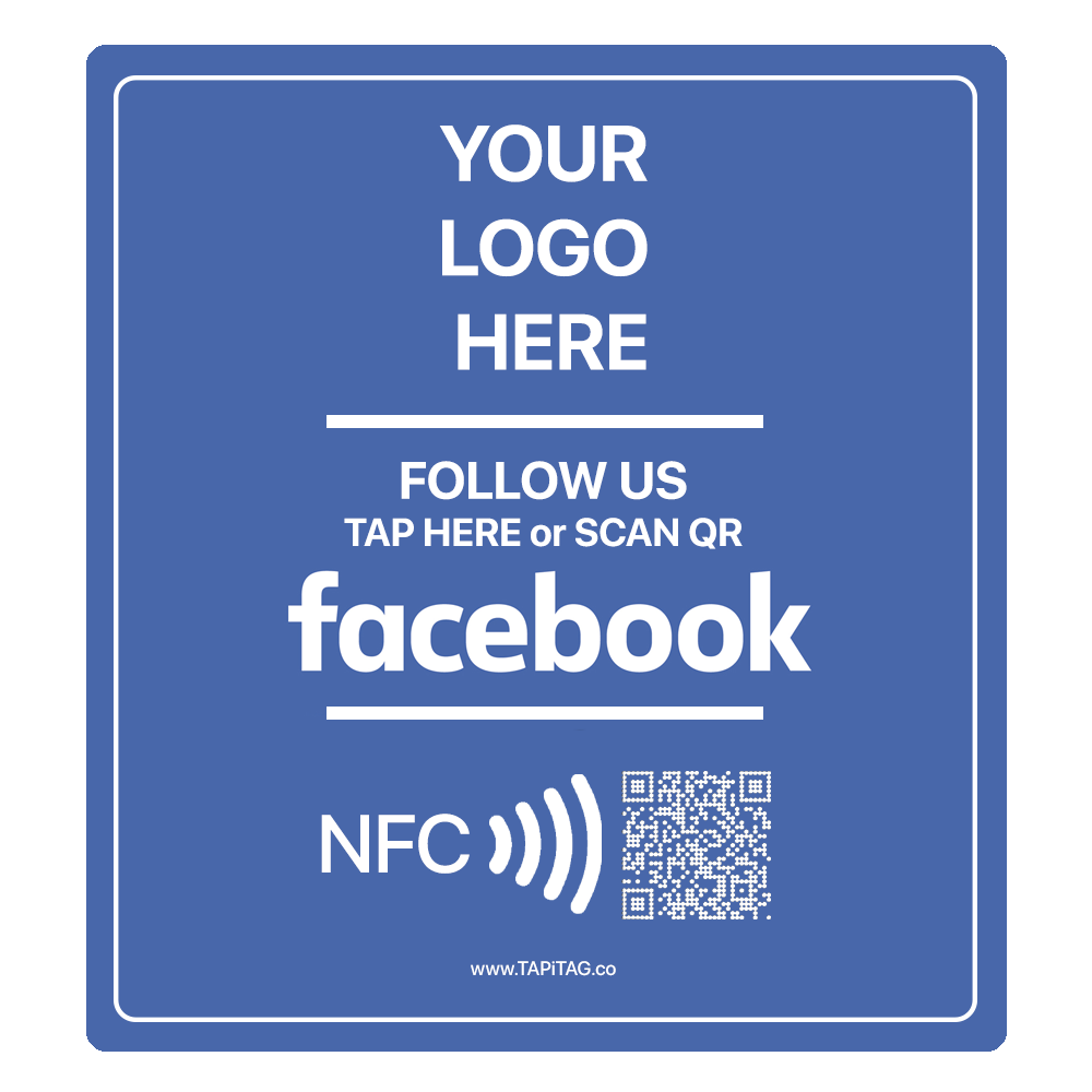 Facebook Square NFC TAG 200mm | Increase your followers